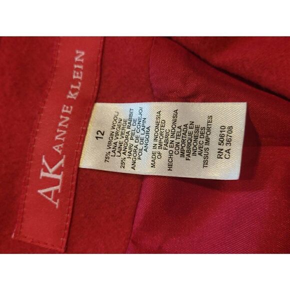 Anne Klein Blazer Women's 12 Red One Button Wool Angora Office Business - Picture 3 of 4